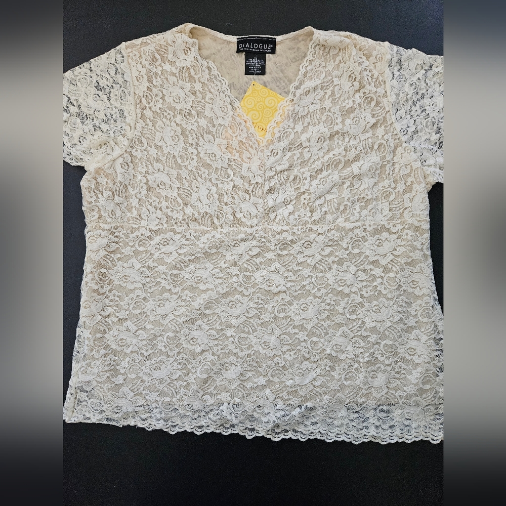 NWT - Lace "Dialogue" Creamy White Top - Size 1X